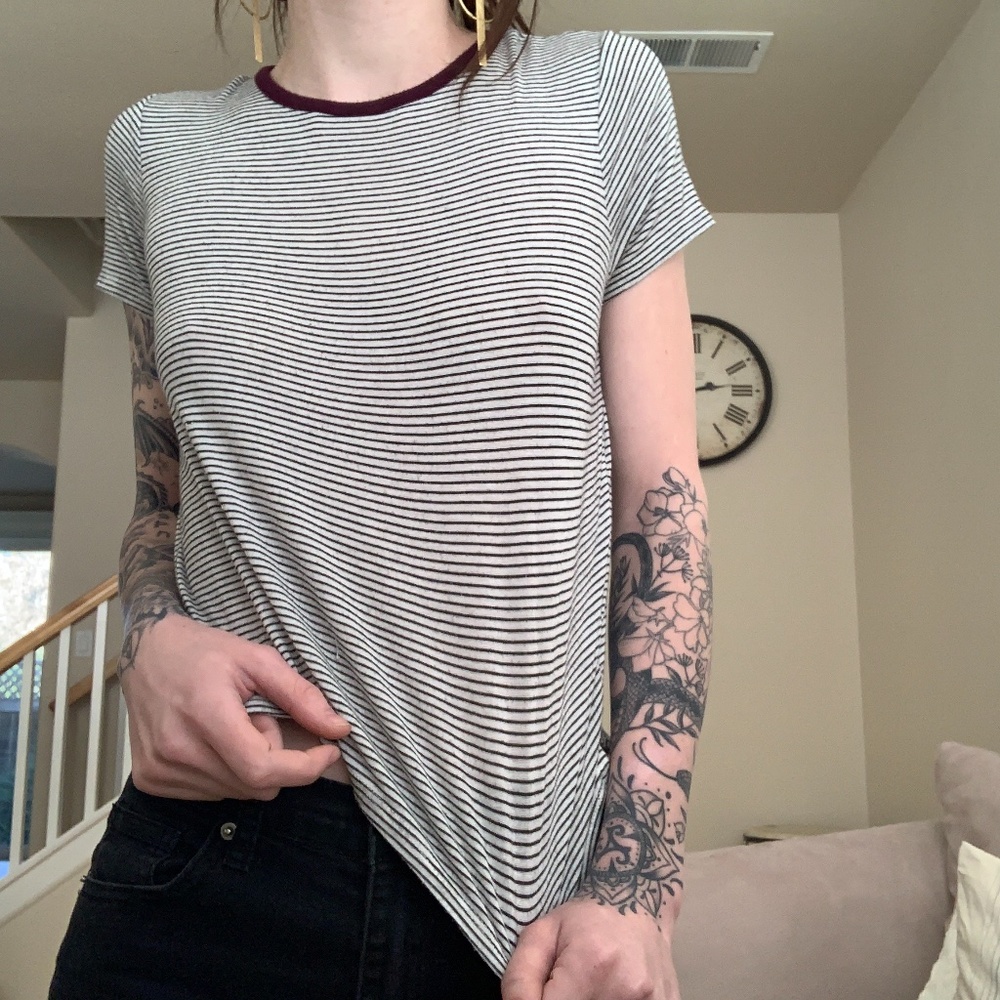 Love Tilt Striped Crop Top Tee